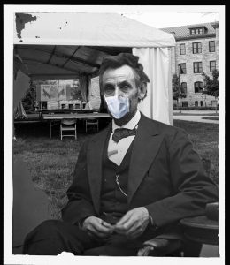 Abraham Lincoln with a face mask