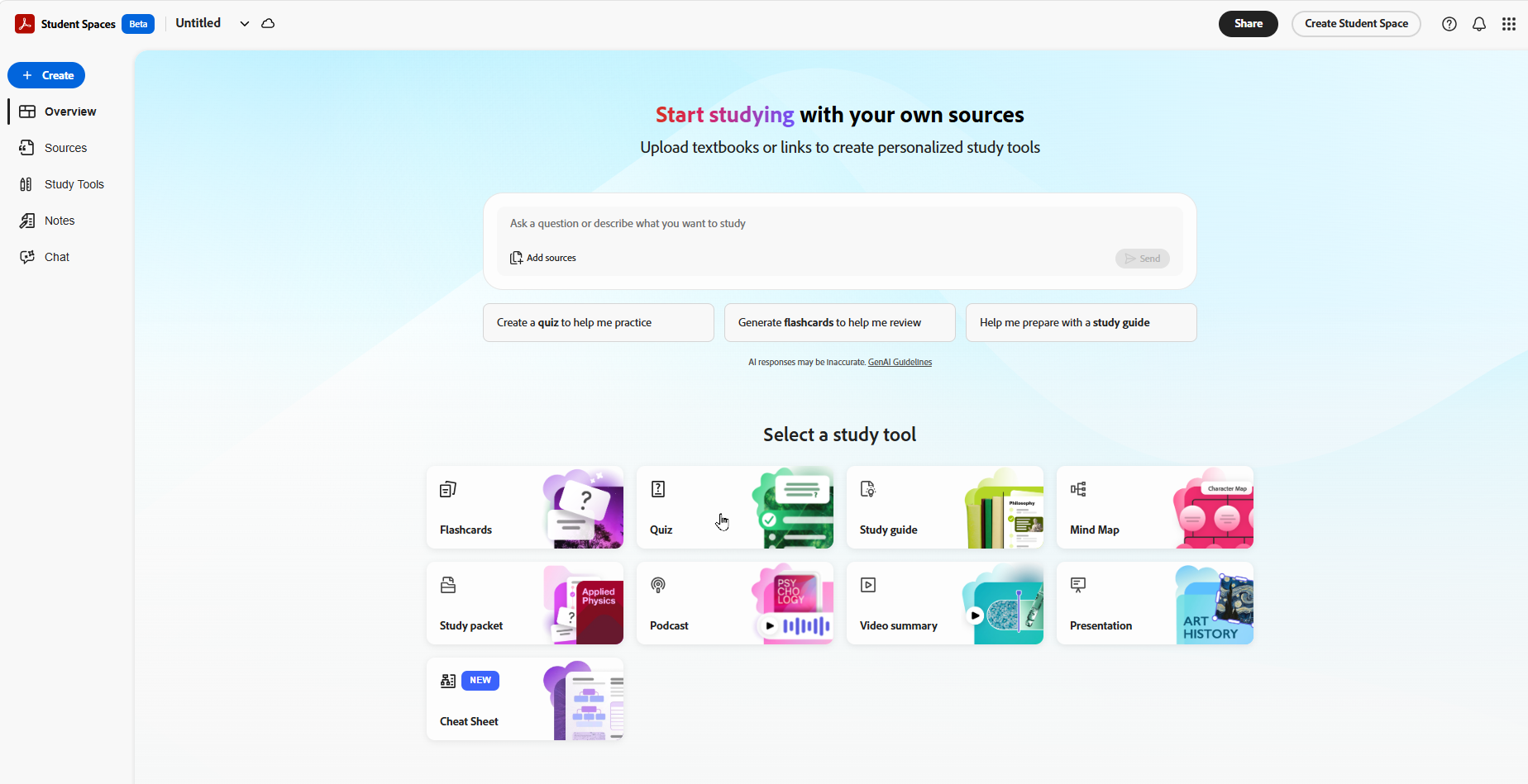 Screenshot of Student Spaces