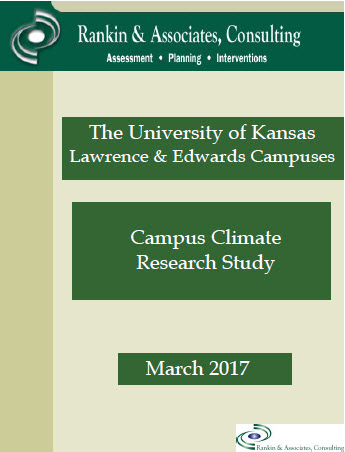Screenshot of website with titles "KU Lawrence and Edwards campuses" "Campus climate research study" and "March 2017"