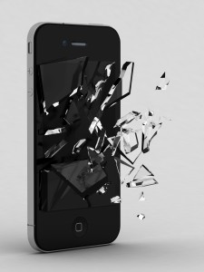 Smartphone with broken glass
